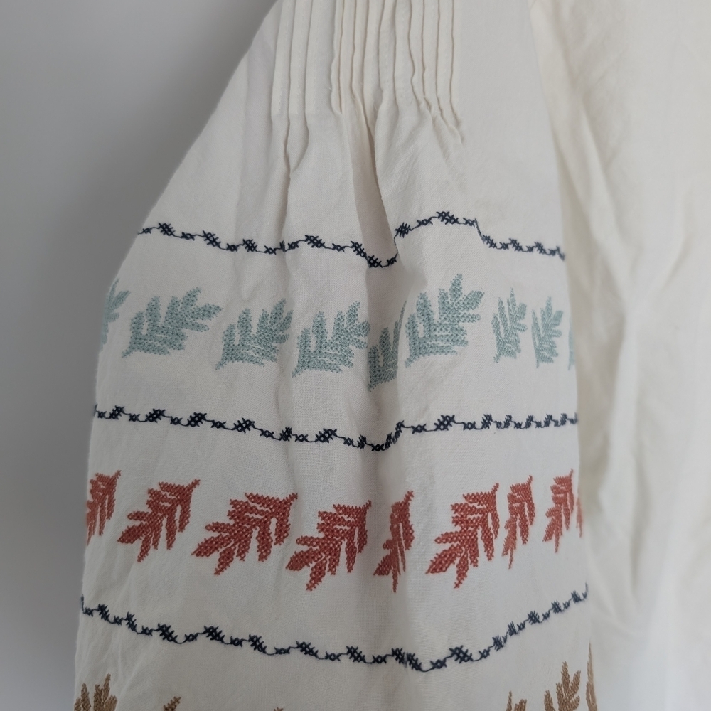 Madewell Womens Shirt Small Ivory Peasant Cottage Embroidered Fall Thanksgiving - Picture 5 of 9